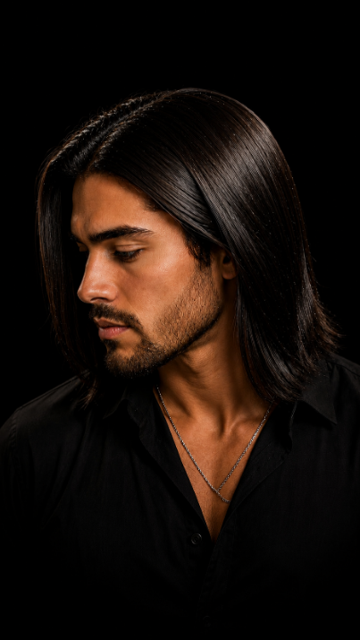Coloração capilar masculina com acabamento natural em perfil