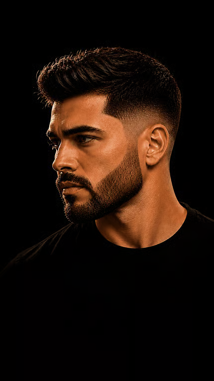 Corte máquina masculino em perfil