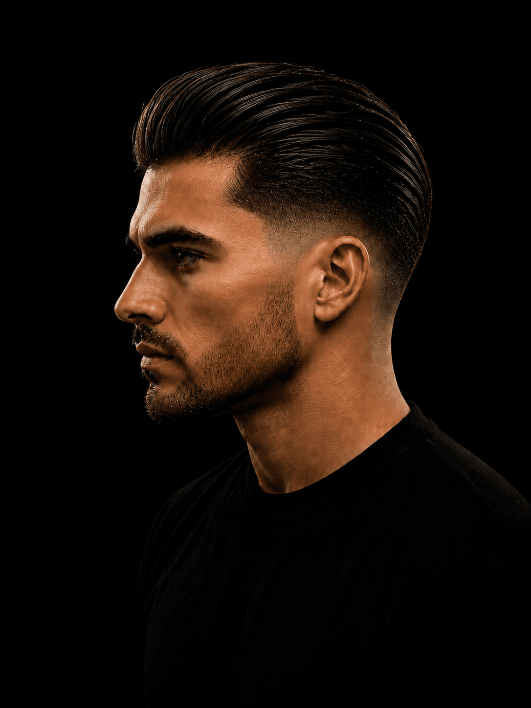 Corte slick back masculino em perfil