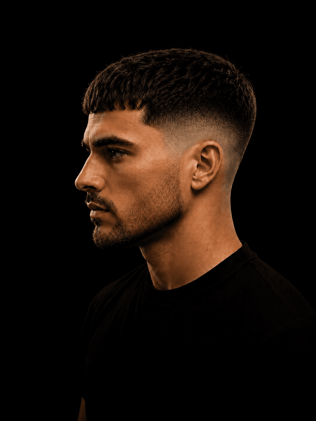 Corte french crop masculino em perfil