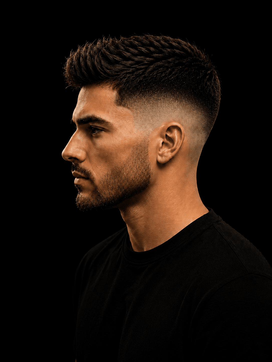 Corte high fade masculino em perfil