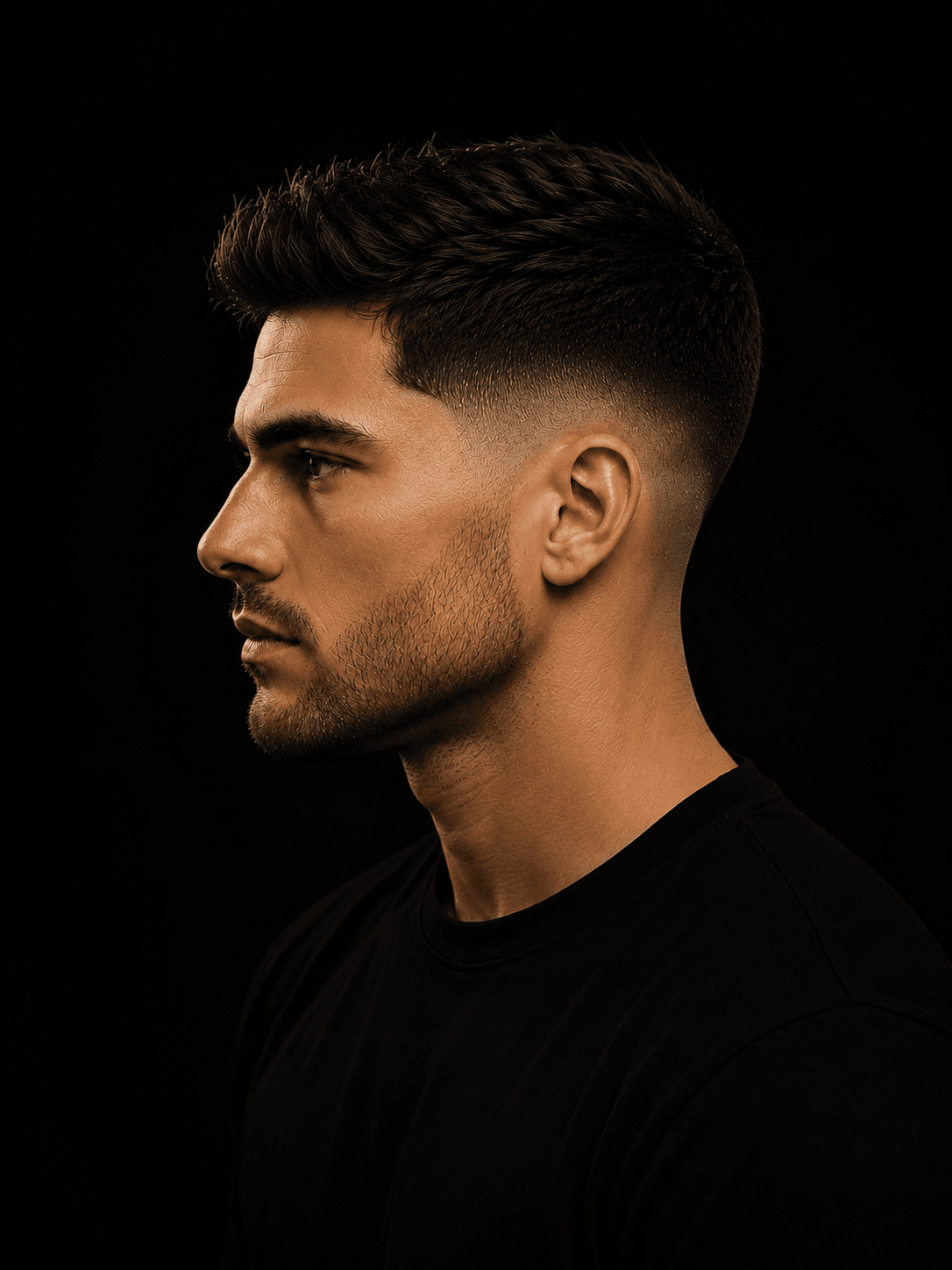 Corte low fade masculino em perfil