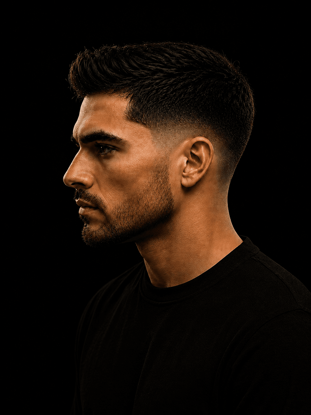 Corte taper fade masculino em perfil