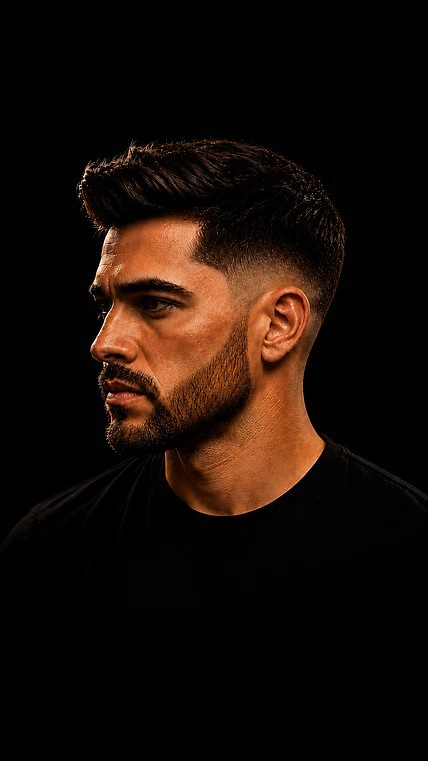 Corte masculino em perfil